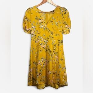 Express Floral Yellow Mini Dress - Size 4